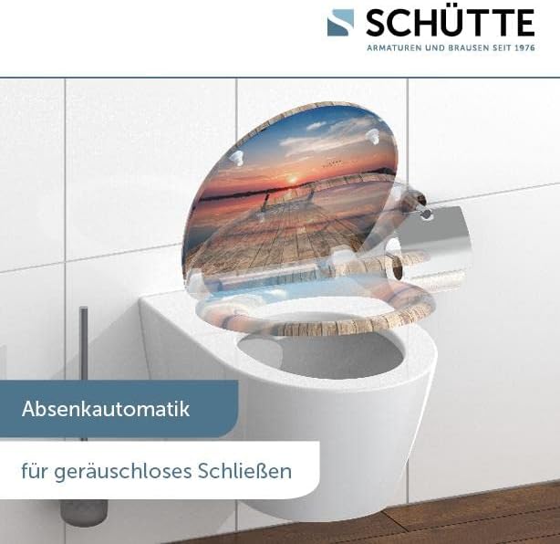 SCHÜTTE STONE WC-Sitz Duroplast mit Absenkautomatik & Schnellverschluss - ideale Reinigung, Belastung 150 kg, Steinmotiv