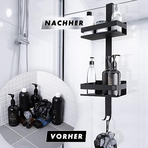 BENKSTEIN Duschablage 2er-Set | Duschregal zum Kleben oder Bohren | Praktische Halterung für Duschgel & Shampoo in Ihrem
