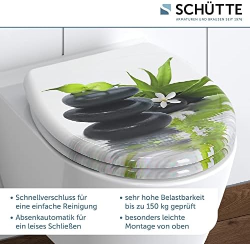SCHÜTTE STONE WC-Sitz Duroplast mit Absenkautomatik & Schnellverschluss - ideale Reinigung, Belastung 150 kg, Steinmotiv