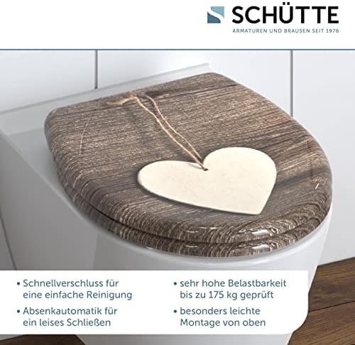 SCHÜTTE STONE WC-Sitz Duroplast mit Absenkautomatik & Schnellverschluss - ideale Reinigung, Belastung 150 kg, Steinmotiv