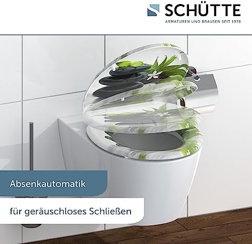 SCHÜTTE STONE WC-Sitz Duroplast mit Absenkautomatik & Schnellverschluss - ideale Reinigung, Belastung 150 kg, Steinmotiv