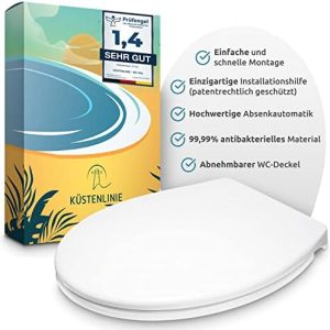 Toilettendeckel Absenkautomatik | Antibakterieller WC Sitz | Einfache Montage für alle WCs | Original in Weiß Oval