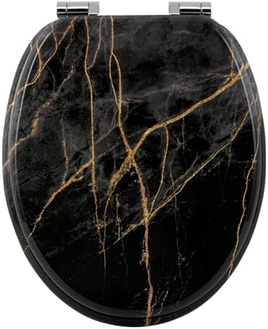 Toilettendeckel Holz mit Absenkautomatik - Leichter zu reinigender WC Sitz mit Quick-Release für modernes Baddesign