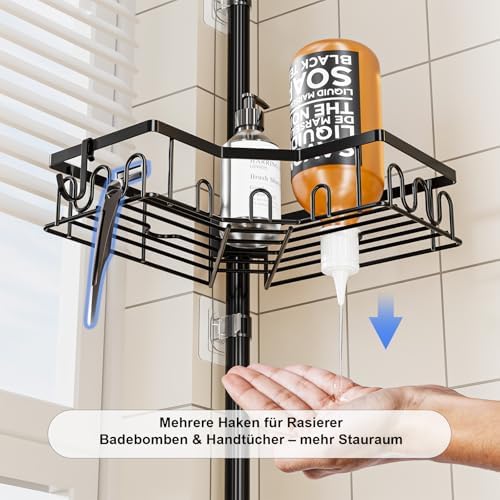 Duschablage ohne Bohren - Silbernes Duschregal für Shampoo & Badzubehör im Badezimmer