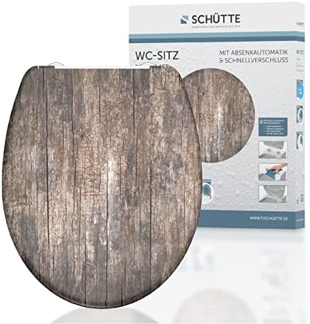 SCHÜTTE STONE WC-Sitz Duroplast mit Absenkautomatik & Schnellverschluss - ideale Reinigung, Belastung 150 kg, Steinmotiv