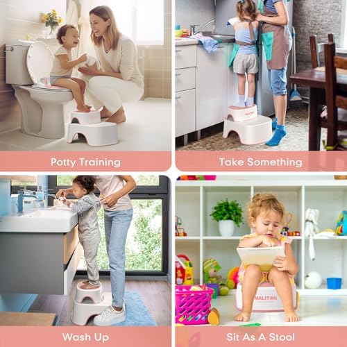 Maliton Toilettensitz für Kinder 1-8 Jahre mit 2-stufigem Tritthocker, rutschfest und weich, ideal für sicheres Toilette
