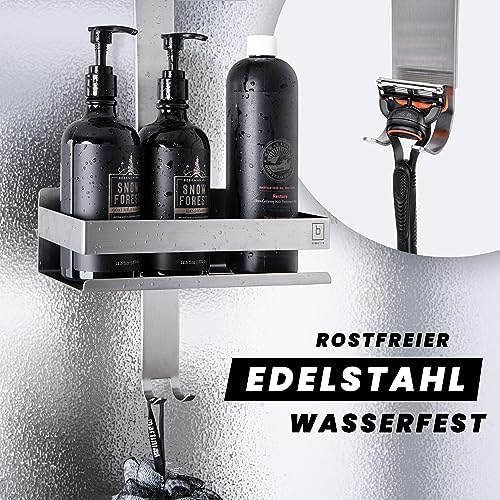BENKSTEIN Duschablage 2er-Set | Duschregal zum Kleben oder Bohren | Praktische Halterung für Duschgel & Shampoo in Ihrem